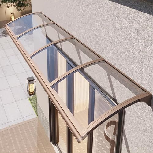 Zlovne Marquise de Porte d’Entrée en Polycarbonate Transparent,Auvent de Porte d'Entrée Résistante Toit Abri Contre la Pluie et UV,Auvent Fenêtre Auvent Arqué,avec Accessoires (120x80cm/47 x32)