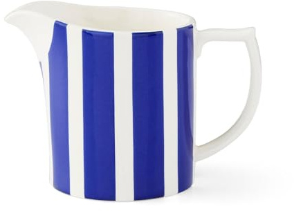 Spode Steccato Milk Jug, 10oz - Earthenware Drink Pitcher with Bold Blue Stripes for Coffee Bar Essentials, Creamer, Salad Dressing, Juice or Tabletop Serving Accessories - Made in England