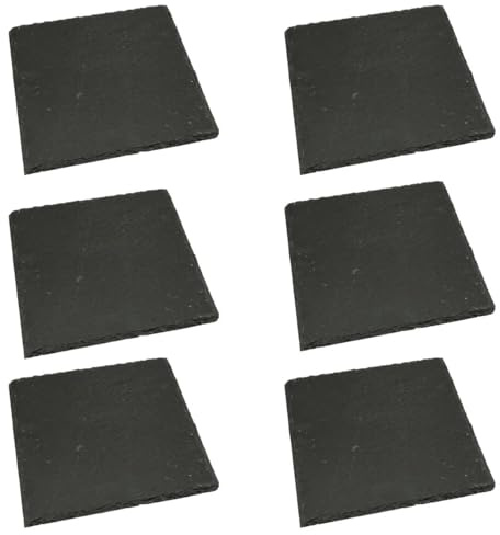 Lot de 6 plateaux en ardoise 20 x 20 cm noir anthracite – Dessous de verre en ardoise comme plateau de service, plateau décoratif, assiette de service, plateau à sushi, plateau à fromage – Plaque en