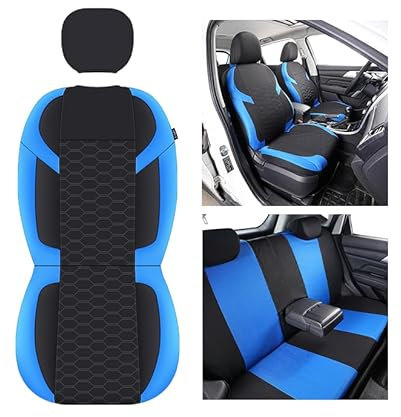Chifeng Full Set Universal Car Seat Covers for Dacia Duster Jogger Logan Logan Stepway Sandero Sandero Stepway – Front and Rear Split Bench (Blue)