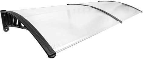 Marquesina para puerta de entrada de 200 x 90 cm, toldo de policarbonato transparente para protección solar y protección contra la lluvia