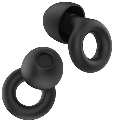 Reusable Ear Plugs in Silicone,EarPlugs for Noise Reduction-27 dB,Hearing Protection Earplugs for Noise Reduction,8 Ear Tips in XS/S/M/L,Comfy Noise Cancelling Earplugs for Work,Travel,Focus(Black)