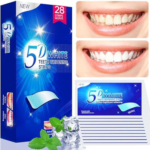 Sbiancante Denti,28 Striscie Strisce Sbiancanti Denti Sbiancante Denti Professionale kit Sbiancamento Denti Whitening Strips Rimuove le Macchie Profonde Teeth Rapid Whitening Sicuro per Smalto