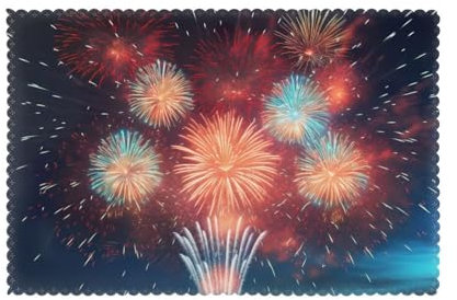 Explosion Firework 3D Print Placemats Set of 6 Washable Place Mats for Dining Table Heat Resistant Table Mats