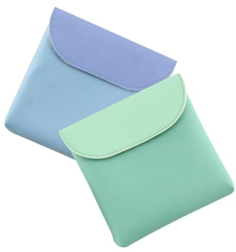 OATIPHO Bolsita Para Compresas Higiénicas 2 Unidades Verde y Azul, Bolsa De Almacenamiento Portátil De Pu, Compacta y Ligera, Adecuado Para Viajes y Uso Diario Femenino