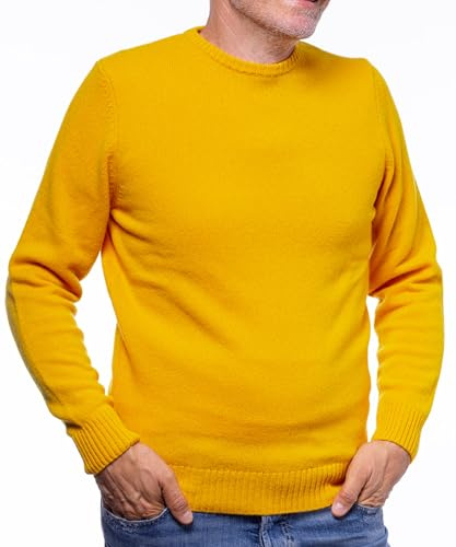 Maglifilo - Maglione Uomo 100% Lana Pregiata 2 Fili Finezza 6 Girocollo - Spesso, Morbidissimo e Caldissimo, Idea Regalo con Confezione Inclusa (Zucca)