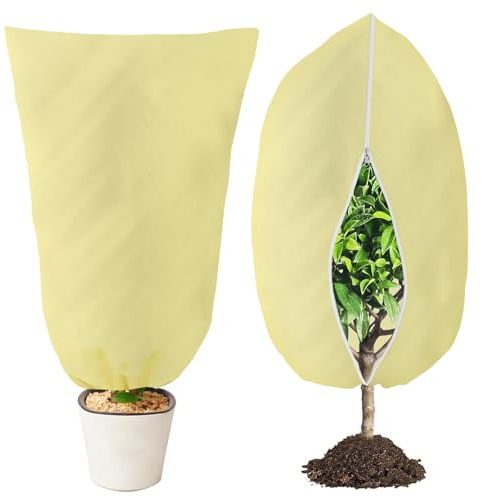 PATEMZON Voile Hivernage Plante Exterieur, 2PCS 180x120cm Voile Hivernage, Housses de Protection pour Plantes avec Fermeture éclair et Cordon de Serrage, Contre Le Froid e Le Gel, Réutilisable