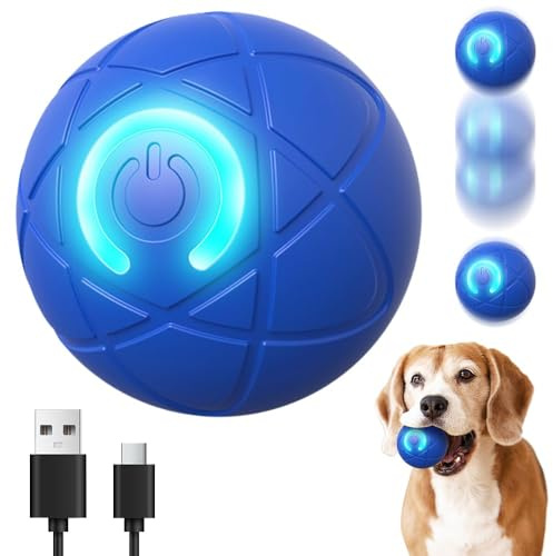 Balle Interactive Intelligente, 2026 Nouve Chargement par USB IntelligentJouet pour Chien Balle Chien Indestructible, avec Vibration et Rebond Jouets pour Cadeau Chiens (Bleu)