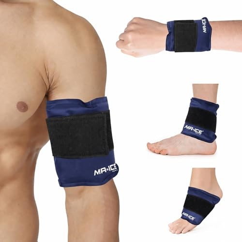 Reusable Gel Ice Pack Wrap with Strap – Hot & Cold Compress for Injuries, Elbow, Wrist, Arm, Foot & Ankle – Flexible Cold Pack for Swelling, Arthritis & Muscle Pain (9 x 4.5)