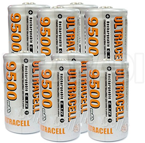 8 pilas pilas C R14 LR14 9500 mAh recargable 1.2 V Ni-MH batería recargable