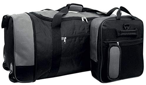 iN 32” Holdall with Wheels – Foldable Wheeled Holdall – Bag with Wheels - Lightweight - Luggage/Suitcase – Extra Large - Wheeled Travel Bag - Weekender Bags – Duffle Bags (Black/Grey) 80L