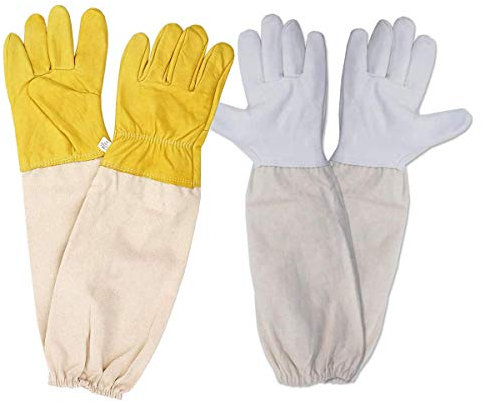 dancepandas Imkerhandschuhe 2 Paar Bienenzucht Handschuhe Ziegenleder Schutzhandschuhe Bienenzucht Beekeeping Gloves für den Anfänger Beekeeper, Männer, Frauen, Bienen (48cm)