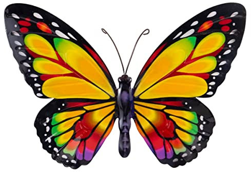 CIM Metall Wand-Deko - Schmetterling Regenbogenfalter - tierische 3D Wandbilder - Wandschmuck inkl. praktischer Wandbefestigung - Lebhafte Wandskulptur