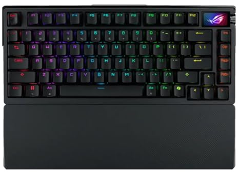 ASUS ROG Azoth Extreme Gaming-Tastatur, 75% Aluminiumgehäuse, Kohlefaserplatte, verstellbare Halterung, dreischichtige Dämpfung, OLED-Display, ROG NX Snow, PBT - QWERTY-Tastatur US