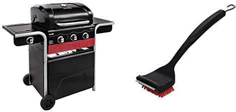 Char-Broil Gas2Coal® Barbacoa Híbrida de Gas y Carbón de Tres Quemadores, Negro + 140 533: Cepillo de Limpieza y Rascador 2 en 1 'Cool-Clean'