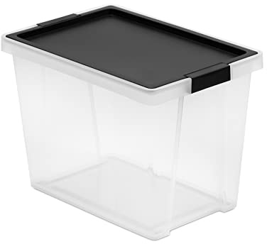 TATAY Scatola con Coperchio Style 15 L Impilabile e Resistente | Scatola con Coperchio Casa | Capacità 15 L | Misure 25x36x26 cm | Plastica Senza BPA | Coperchio con Cerniera, Nero