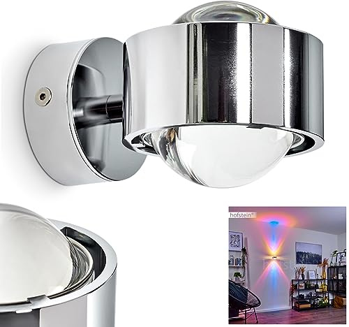 Vägglampa Sapri, modern väggspotlight av metall/glas i krom/klar, 1 x G9, utan glödlampa, väggspot med fantastisk ljuseffekt, Up&Down-lampa, ingår i leveransen: 2 x färgfilter blå