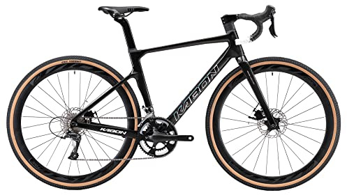 KABON Bicicleta Carbono Gravel de Carretera, 700CX40C con 18 Velocidad Manillar de Carbono Integrado Bicicleta de Carreras con Frenos de Disco