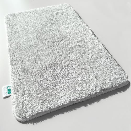 casa pura Badematte weiß weicher, Flauschiger Badezimmerteppich in Shaggy Optik, Badvorleger rutschfest waschbar - Duschvorleger, Teppich Fußmatte für Badezimmer, Dusche 60 x 100 cm, Sky Soft
