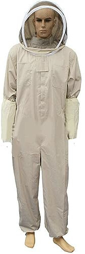 Leapiture Imkerkleidung Imkeranzug Einteiler Imkerbekleidung Atmungsaktiver Imker-Sicherheits-Overall Imker-Kleidung Imkerschutzkleidung mit Abnehmbarer Kapuze(XL-Beige)