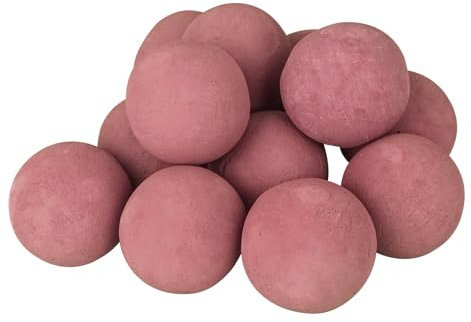 FlameDuty Set di 12 palline di fuoco rotonde in ceramica per braciere, riutilizzabili, per interni ed esterni, braciere o accessori per camini, 10 cm, rosso