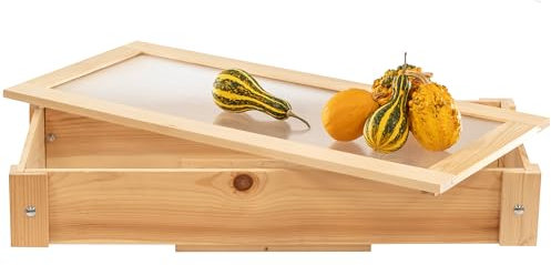 ITA Frühbeet Aufsatz aus Holz 80x37x10 cm Natur - Frühbeetkasten - Wetterfest - Polycarbonat Fenster - Made in EU - FSC Holz - Frühbeetaufsatz - Perfekt Hochbeete