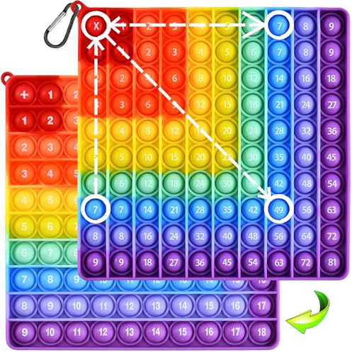 Pop It, Poppit 2 in 1 Push Bubble Sensoriale Giocattolo, 20 x 20CM Pop Its Fidget Toy, Push Bubble Antistress, Moltiplicazione educativa e giocattoli Adatto per la Scuola Adulti e Bambini