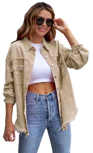 amropi Chaqueta Vaquera para Mujer Blusa Ligero Chaqueta con Bolsillos y Botones Jean Jacket