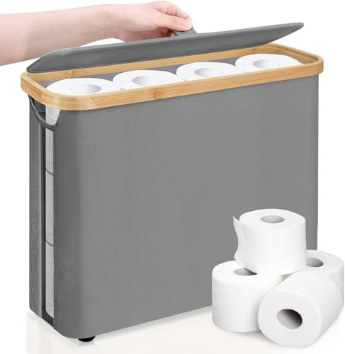 Mittimiya Cestino per carta igienica, Con finestra trasparente, maniglia e coperchio, resistente all'acqua cestino porta carta igienica, organizer per accessori da bagno