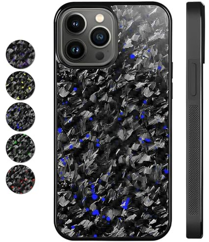 Generisch Forged Carbon Fiber Magnetische Anti-Fall Schutzhülle für iPhone 16 Pro Max, 15, 14, 13, 12 Pro Max (14, Blau)