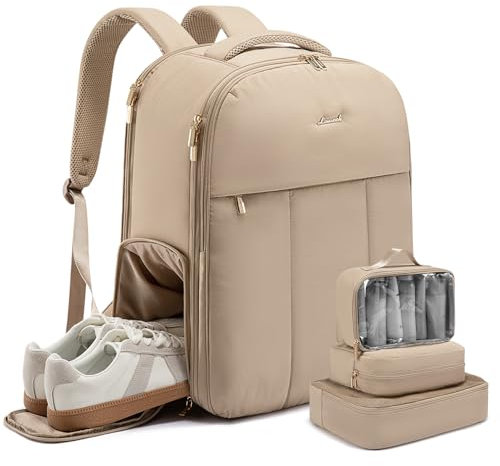 LOVEVOOK Handgepäck Rucksack Damen, 40L Groß Reiserucksack Flugzeug, Puffer Travel Backpack mit Schuhfach für 17 Zoll Laptop, Wasserdicht Reise Tasche Kofferrucksack für Business Weekend