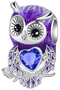 BIZK Eule Charm Anhänger für Armband 925 Sterling Silber Charm Bead Pendant für Europäische Armbänder und Halsketten