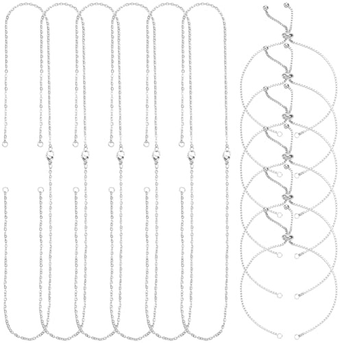 SUNNYCLUE 1 Scatola da 12 Pezzi Catena A Maglie con Cursore per Collana Braccialetto Metlega Argentato Acciaio Inossidabile Connettore Regolabile Estensore con Fermagli A Moschettone per La Crea