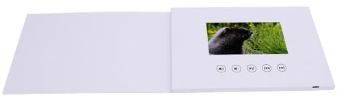 Tbest Video Greeting Card 5 Inch LCD Screen 720P HD 128M Memory Brochure Electronic for Anniversary Xmas Wedding Corporate Marketing White Cover A5 Size