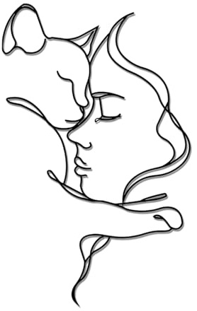 Generico Arte murale in Metallo con Gatto e Donna,Nuova Decorazione murale in Metallo con Ragazza e Gatto,Decorazioni da Parete Moderne con Gatto Nero for Camera da Letto,Soggiorno,Ufficio,Cucina