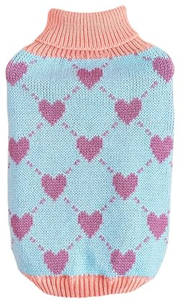 Hundstickad tröja,Tröja för hundar | kläder Pet Sweater Hundtröja | Stickad tröja Turtleneck Pullover, Heart Puppy Sweater, Winter Coat Cat, Cold Weather Dog Coat