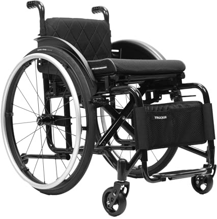 TRGCJGH Ultralätt transportrullstol vikbar för vuxna, bärbar aluminium reserullstol rullstol med självdrift (svart) 4,7 cm (15,7 tum) Seat Width)