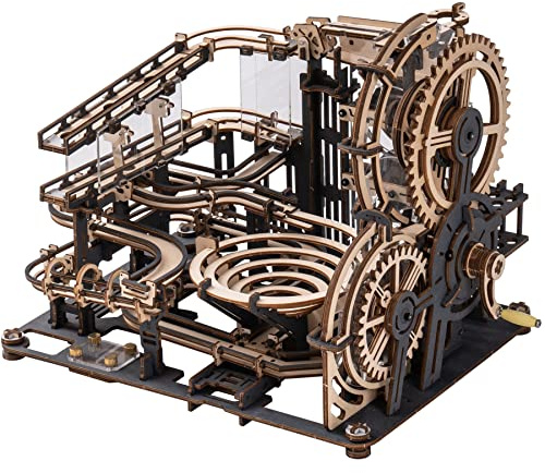 RoWood 3D Puzzle Nachtstadt Murmelbahn Modellbau aus Holz - DIY Holzpuzzle Kugelbahn Bausatz Modellbausatz für Erwachsene - Geschenke zum Geburtstag und Weinachten, LAT-LGA01