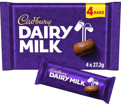 Cadbury Dairy Milk Chocolate Bar Multipack, 4 x 27.2 g (Pack of 1) | Smooth & Creamy Milk Chocolate, For Sharing, Deliciously Creamy, High Quality Ingredients