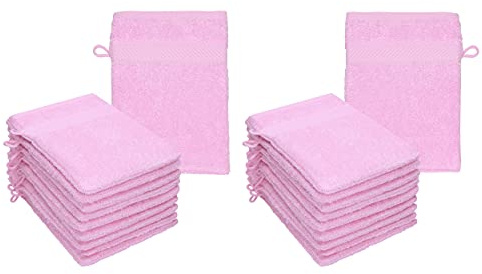 Betz Lot de 20 Gants de Toilette Palermo 100% Coton Taille 16x21 cm Couleur Rose