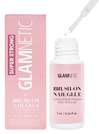 Glamnetic Pegamento para uñas Super Strong Brush On | Aplicador con punta de pincel, sin complicaciones, apto para viajes, vegano | Durable y duradero | .24 onzas