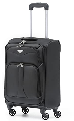 Flight Knight Lightweight 4 Wheel 800D Soft Case Suitcase Robust Anti Crack Cabin Carry On Hand Luggage Approved for Over 100 Airlines Including easyJet, BA & Many More!