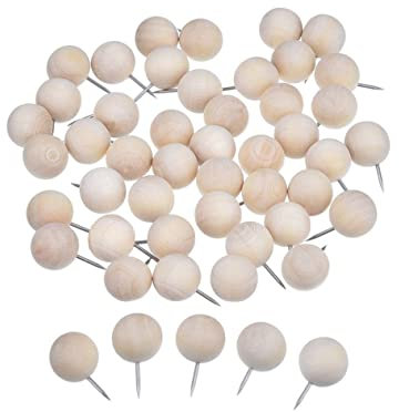 Warmhm 100stücke Rundkopf Holz Pinnnadeln Reißzwecken Für Pinnwand Korktafel Memo Foto Kalender Zum Basteln Und Dekorieren Für Büro Und Zuhause