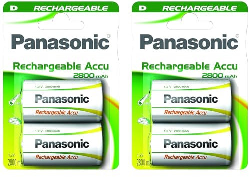 PANASONIC Lot de 2 Blisters de 2 Piles Rechargeables R2U D/HR20 2800Ni-MH - 1,2V