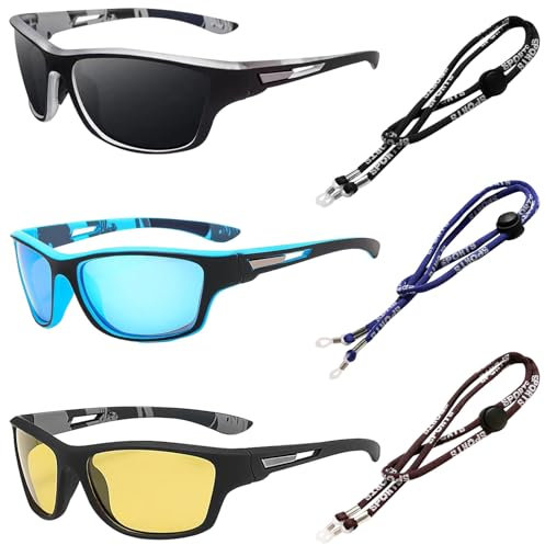 TYXHXTF 3 Pares Gafas de Sol Polarizadas para Hombre y Mujer - Deportivas Con Protección UV para Ciclismo, Deporte, Conducción y Pesca