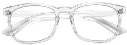 Suertree Lunettes de Vue de Loin Lumière de Mode Anti Bleu Distance Lunettes de Vue Anti Bluper Femme Homme, 8082clear, -3.0