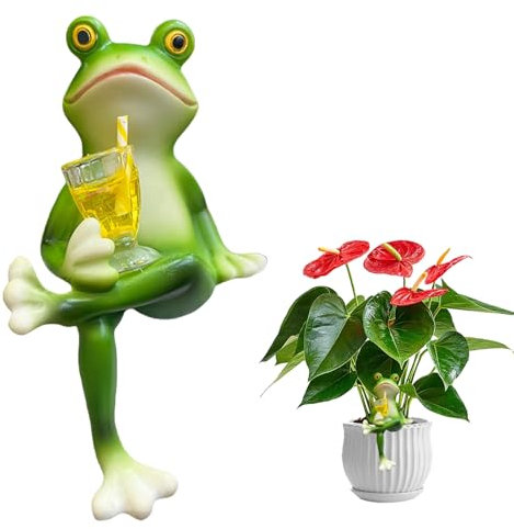 LUMOOM Figurines décoratives de jardin en forme de grenouille verte à suspendre pour pot de fleurs, mini étang, statue d'animaux en résine, décoration de jardin, pour jardin, balcon (B)