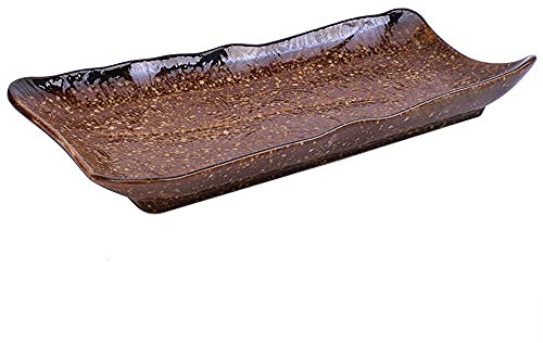 Piatto da sushi in ceramica retrò da 30,5 cm, grande capacità, rettangolare, resistente alle alte temperature, smalto opaco, ideale per lavastoviglie e forno a microonde