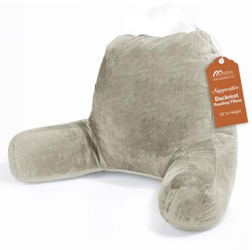 Sasttie Reading Pillow for Sitting in Bed Adult, Back Pillow for Bed Sitting Up, Backrest Back Support Chair Pillow, College Dorm Essentials for Girls and Boys, Linen Standard