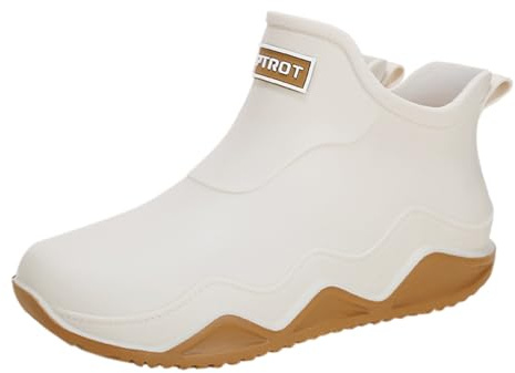 riou Bottes de Pluie Femme Courtes Mode Flexible et Antidérapante Chaussures de Jardin Bottines de Jardin Travail Bottines en Caoutchouc Bottes de Pluie Imperméables Coupe-Vent Chaussures de Travail
